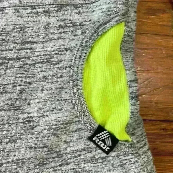 RBX Womens Gray  Fluorescent Yellow Turtleneck Sweatshirt Kangaroo Pocket Size S - Picture 3 of 6